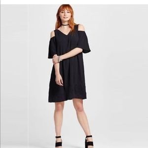 NWOT Black Cold Shoulder // V- Neck Dress